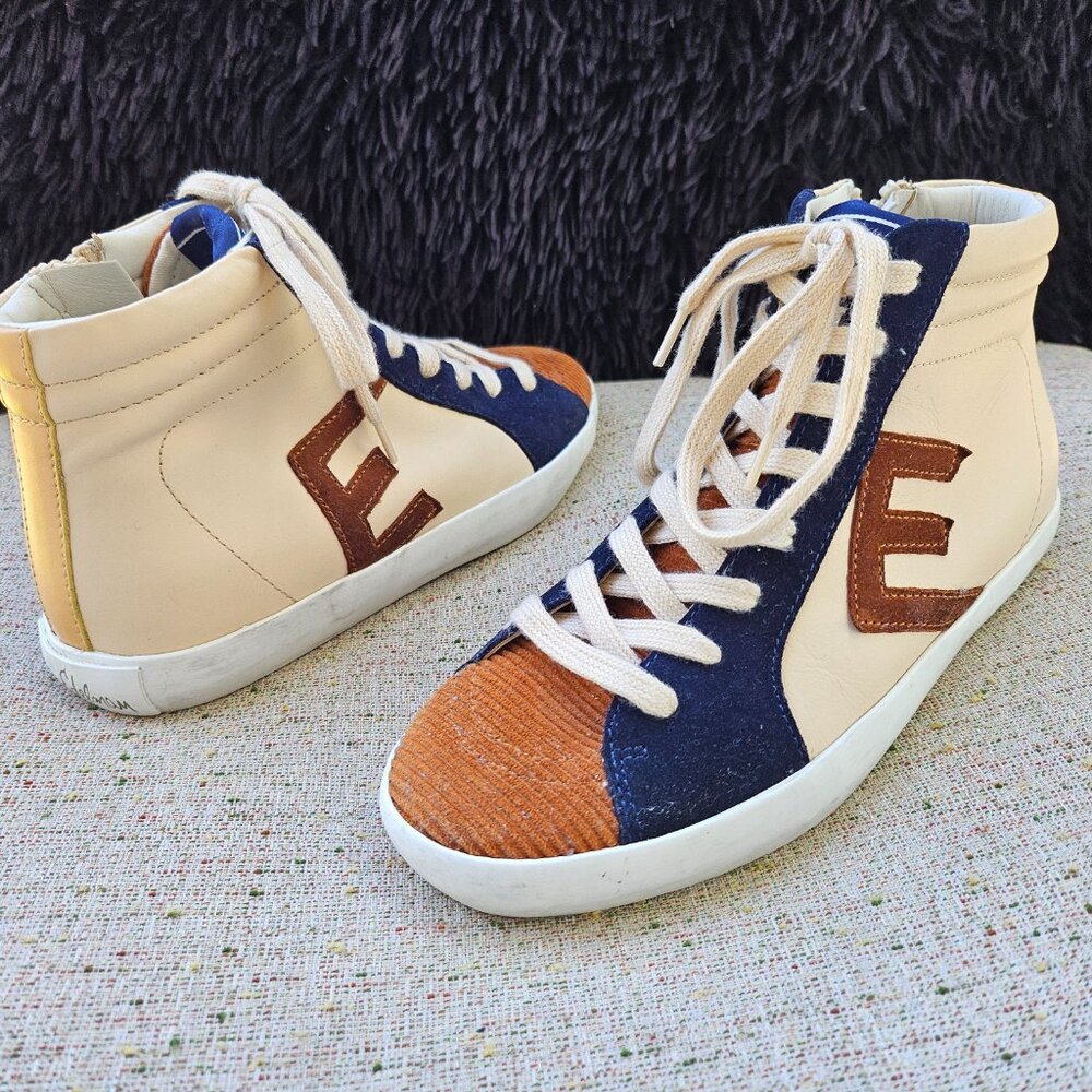 Sam Edelman Avon Kids High Tops Girl's Youth Size 3M Color Eggshell Multi - Picture 4 of 13